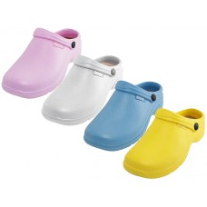 S2390L-A2 - Wholesale Women's " Sport " Close Toe Rubber Nursing Clogs ( *Asst. White. Lt. Blue. Pink And Yellow )